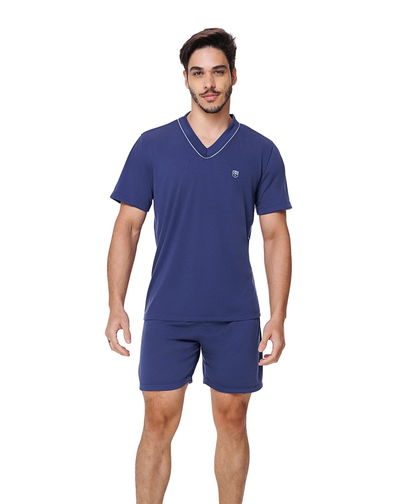 Pijama bordado de manga masculino, ref. 0130